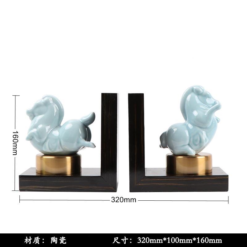 中EEC式样间书房陶马新书档摆板件简约瓷办公室玄关柜博古架软装