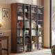 实木书柜代现22109简约带整书玻璃门展示柜客厅落地置物柜书房墙