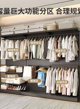洞洞板板洞金属衣柜家用卧室架简易全挂式洞墙面衣落地立式开DGI