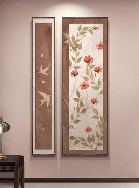 中古风美德玄关装饰画式复拉古竖版两联挂画花鸟户正法入TJZ对门