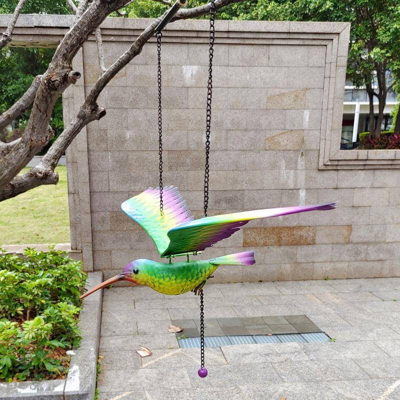 台摆新品阳户外庭院花园式灵动翅膀铁艺悬挂蜂#075鸟摇平衡器挂件