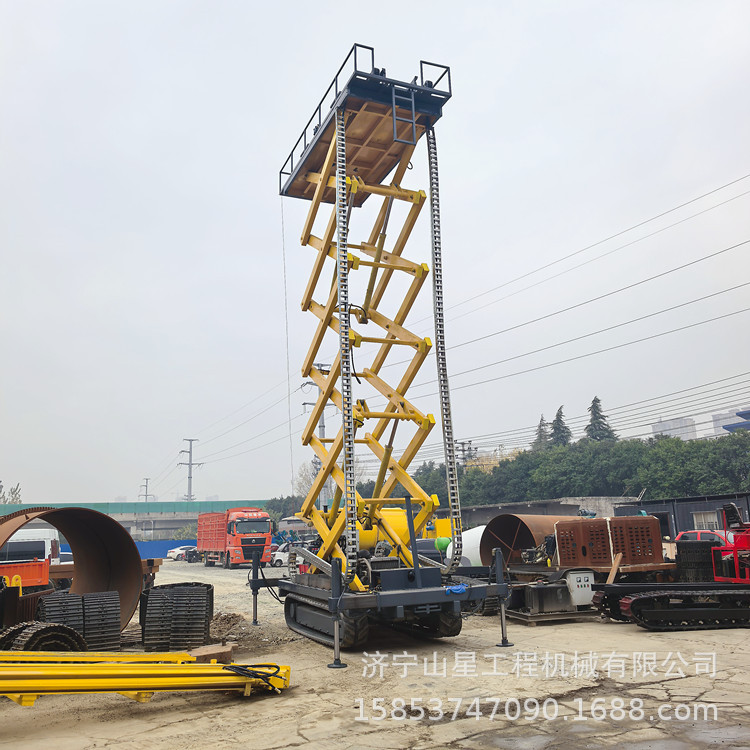 遥控式2-10米履带升降平台温室大棚建造高空作业车大型折叠式台面