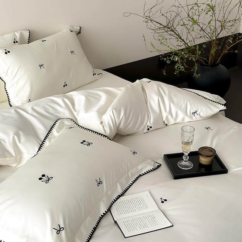 100支缎长绒棉全棉四件套法上式奢轻蝴蝶结纯棉UYL被套床单床用贡