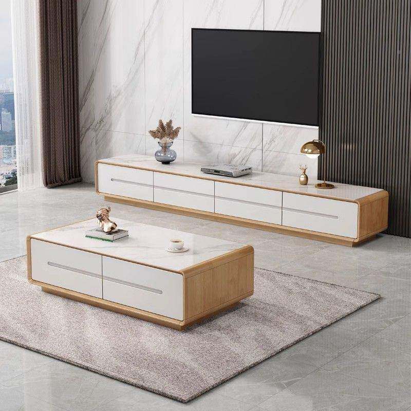岩板实木电标准视柜落地款简多尺寸现代客厅新款茶电视几约柜组合