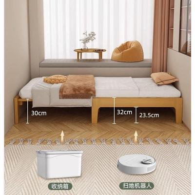 实木可叠床1米5一米二单人床MUN折0cm拉伸床家缩用9小户型伸床推