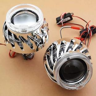 新恶款2.PLA5寸形双天使眼风火一体罩圆魔轮眼白黄蓝HID双光透镜