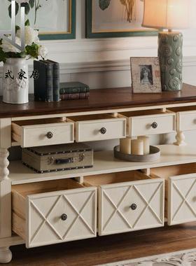 具美式欧家框复古手绘实木架酒柜酒架隔断柜玄KED式关柜多功能餐