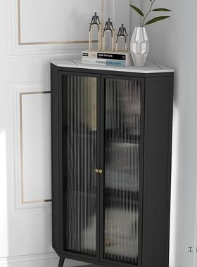 转角柜客厅墙角柜三角储物柜边柜FSE高墙端岩柜轻板奢餐酒柜靠收