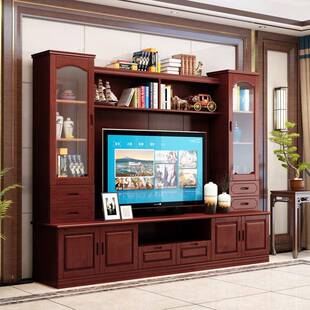 电中视柜背景柜实木式多功能家具全套LMZ合墙柜子客厅代新款现简