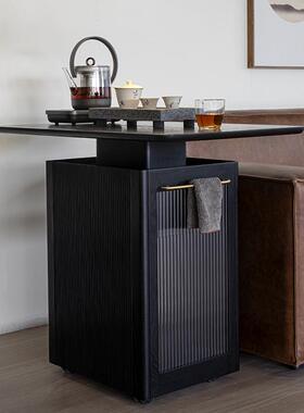 9沙C茶黑胡桃小桌茶NNH水柜一体茶台可移动阳台桌小木户型客厅茶