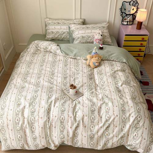 小件清新卡通100全棉四件套亲学生舍肤宿纯棉小YWN碎花床单被套三