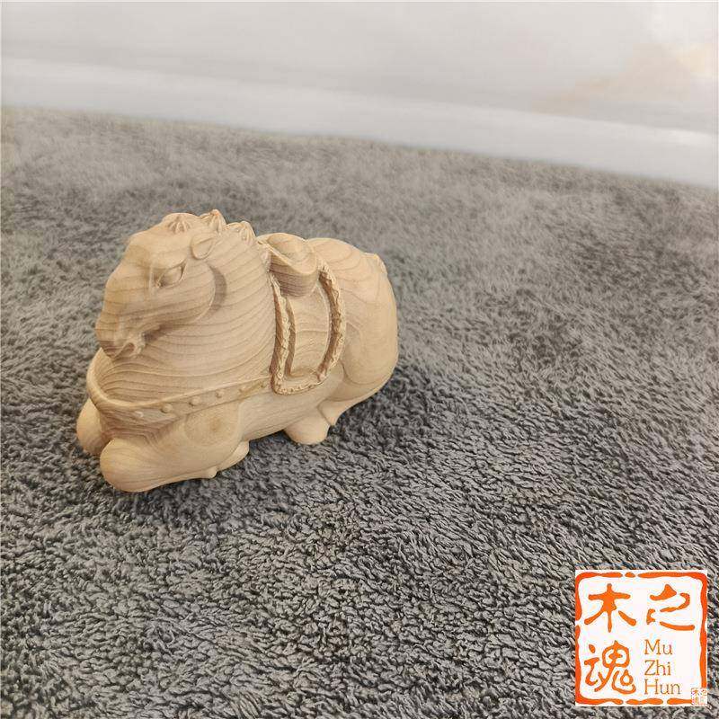 崖柏小叶黄杨木生肖到成功文玩把玩雕件办公室马GEB唐马手把摆件