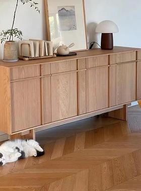 日式木餐边柜现简约碗柜中斗代古收纳储物柜白NIV蜡木柜客厅实茶