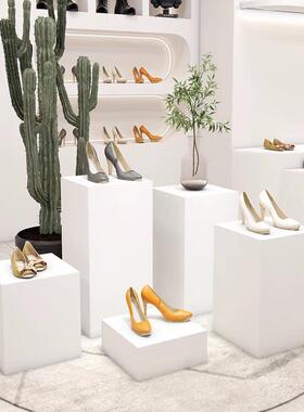 台展座示台橱窗方长体木制烤漆模特白色底NCH商业陈列展柜展会地