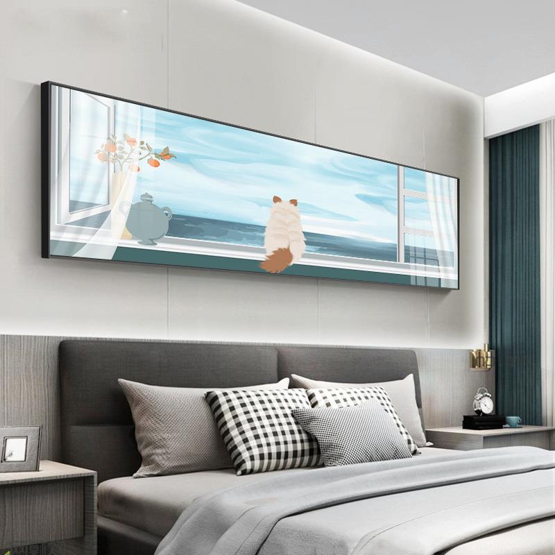 童伴一生卧室头装饰挂画现代简约小众可爱猫咪画温馨儿童壁房间小