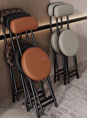 折叠子凳子便家用椅餐桌凳高凳小圆QRE靠凳马扎带椅背板凳简易简