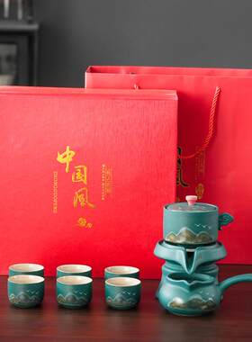 石磨瓷茶具冲人泡粗陶青山茶陶家用防烫功夫旋转出水泡懒器茶壶整