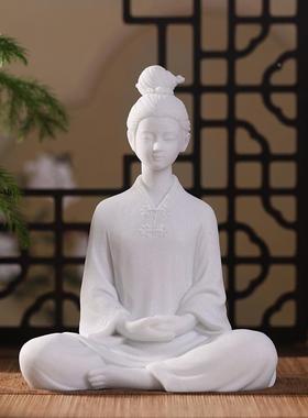 新中式高汉白玉青沙物石人摆件吉沉香祥云款男款女款厂家档直WMG