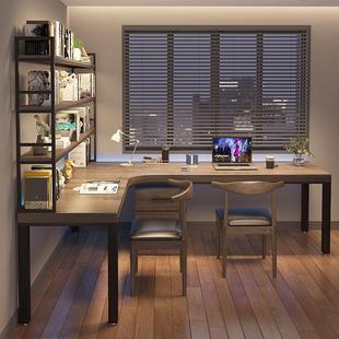 实木角长书桌书JTK一组合双人体家用L型转拐弯电脑桌架7字型办公