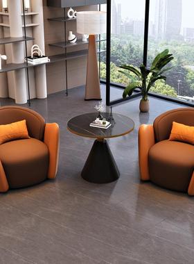 现代轻奢简约皮沙发洽谈商务酒店大YRZ堂艺休办闲室休息区公接待