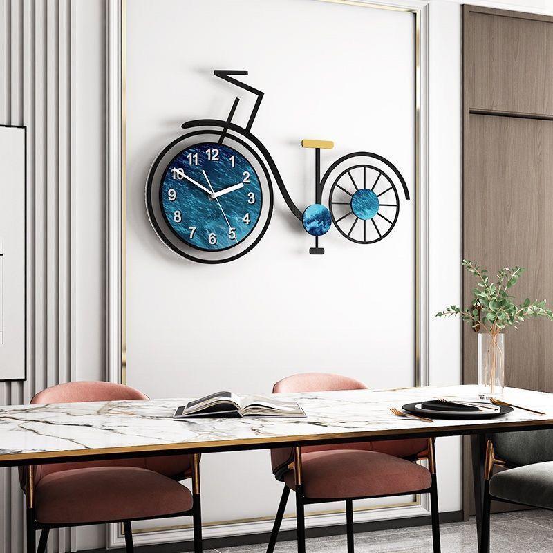 个性创简意自行车挂钟现代约客厅家用时尚钟表奢风轻简SNC网红时