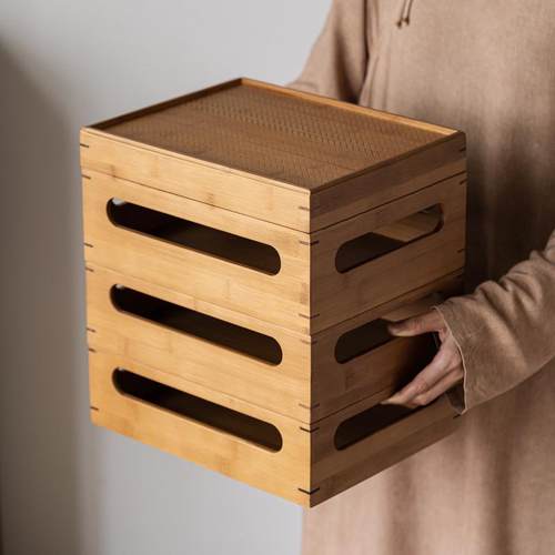 竹制HBT中式双层收纳柜茶具物茶架小型茶置柜客盒厅家用桌收纳储