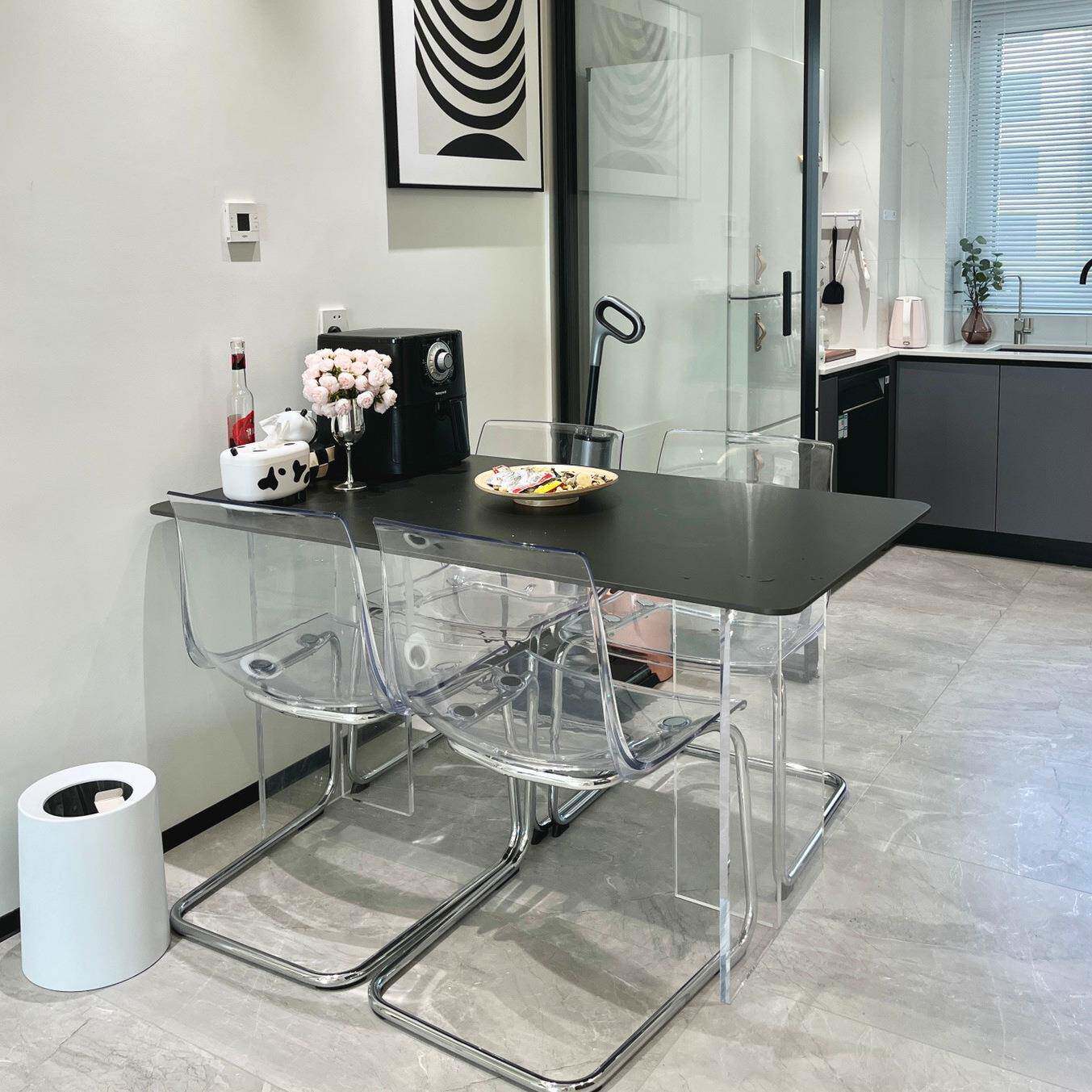 油风进口亚奶克力岩板无品牌/餐悬小户型网红现代简约餐浮桌椅桌