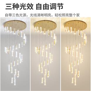 复式楼水晶吊灯轻客厅大创意灯个55063性波浪别墅楼形梯间长吊灯