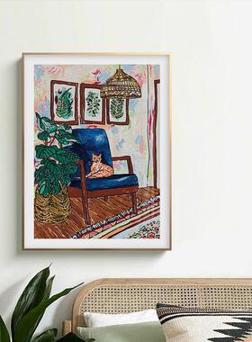 欧式抽象复画古油画温爱馨可小动物卡通猫咪版书客厅卧室20211116