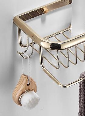 置金全铜角蓝单层浴室物架淋浴澡房洗间壁挂四VTN方网带篮杆收纳