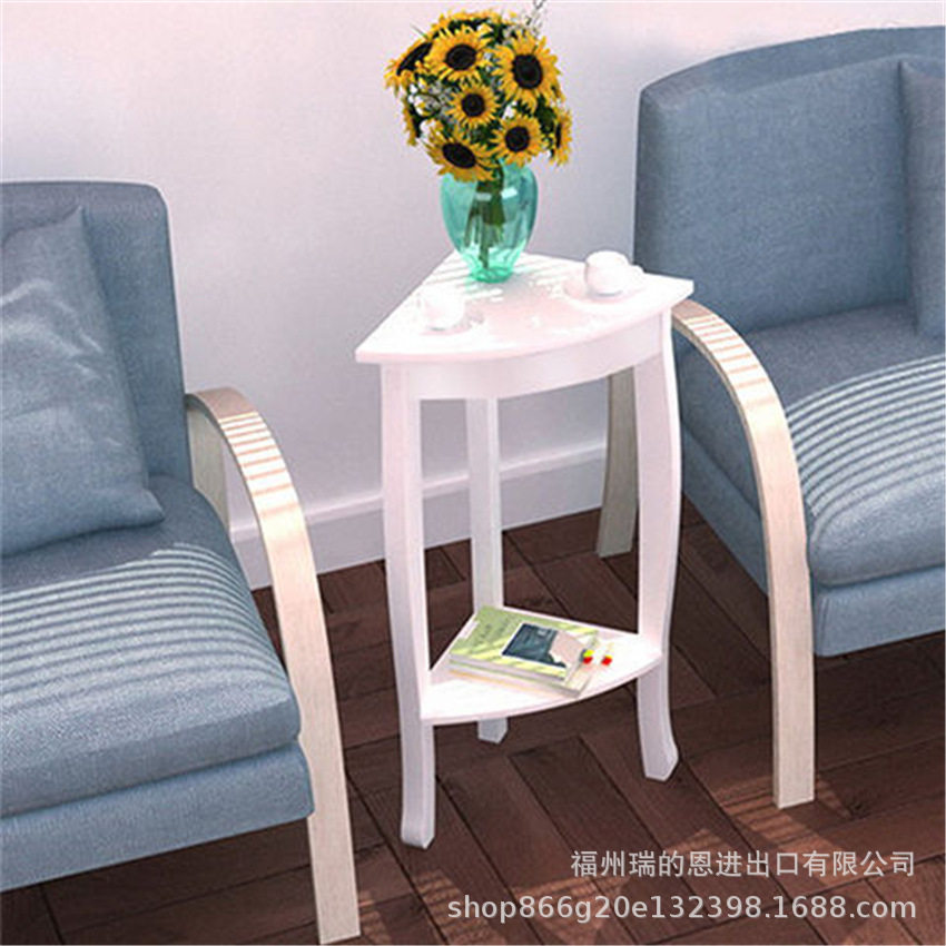 欧式白色三角简约二层边几花架