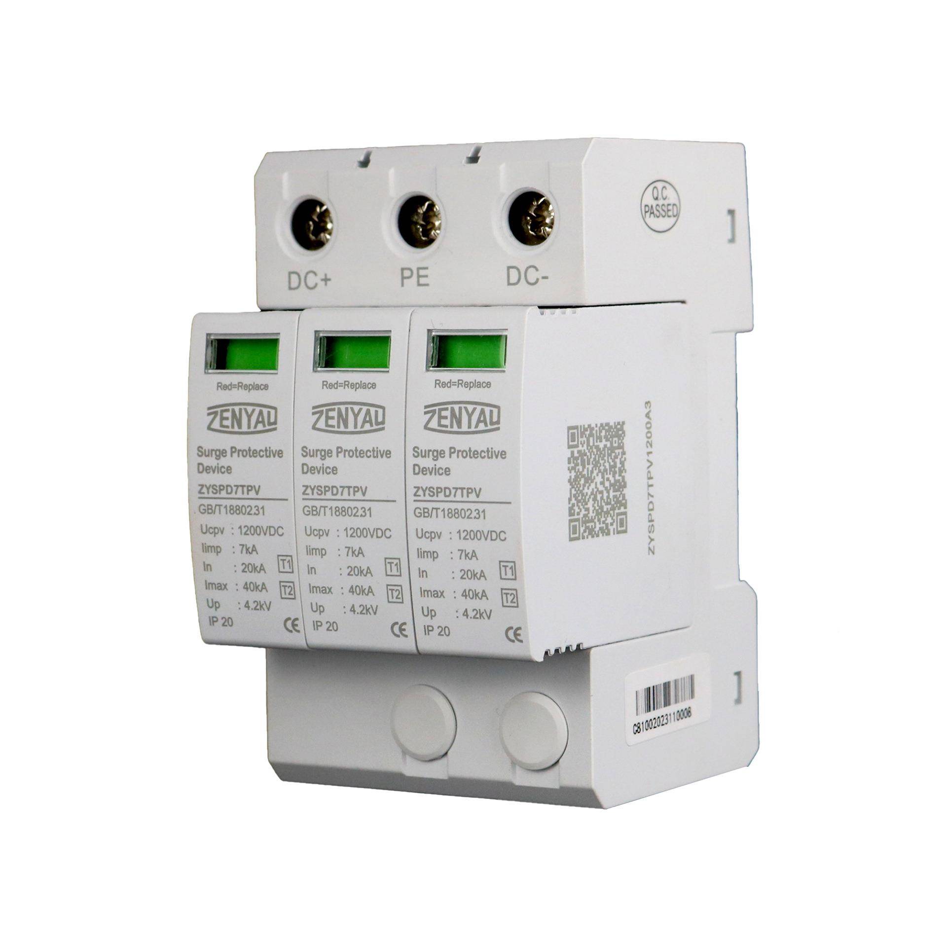 CE认证B+C级光伏直流雷器7kA浪涌保MBQ器12护00V防交流电涌保护器