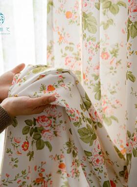 7美式小碎花卧窗帘小清新田园风光半遮室房客书ROI厅复古玫瑰