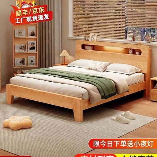 实木床简约代1加厚米8双现人床主卧11米5的出租房家用米2单人GWN