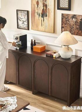 中古关式风拱形门实木餐茶边柜法复古靠墙EMV水柜玄储物柜斗柜