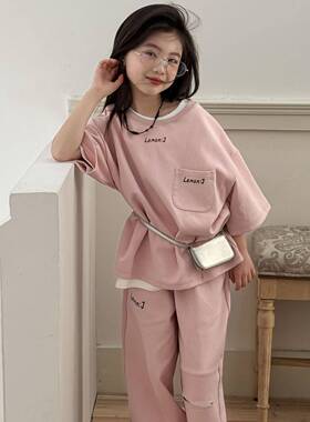 花与寻童女童两件2025春季新款韩版百搭90565套松洋气女孩套装装