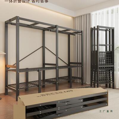 简易衣柜家用室金属安免装XPR出制租房结卧实耐用折叠布衣柜钢可