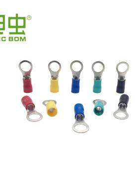 圆形预缘铜线冷耳RV压端头RV红黄绿O蓝黑型接线端绝子