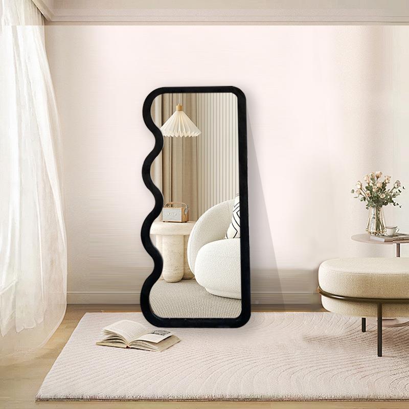 奶网油风红全镜身MIB两用穿衣镜试衣镜家用卧室墙不规则异形落地