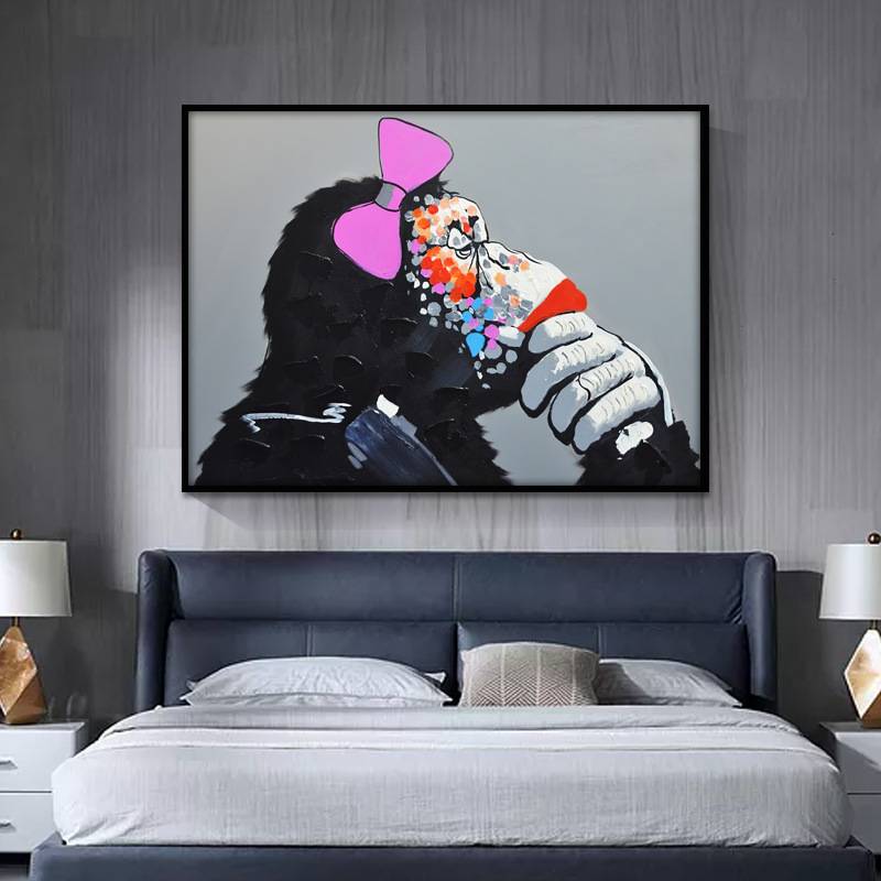 儿童房装饰画卧室床头挂画男孩女孩动物大猩猩墙画温馨创意壁画图片
