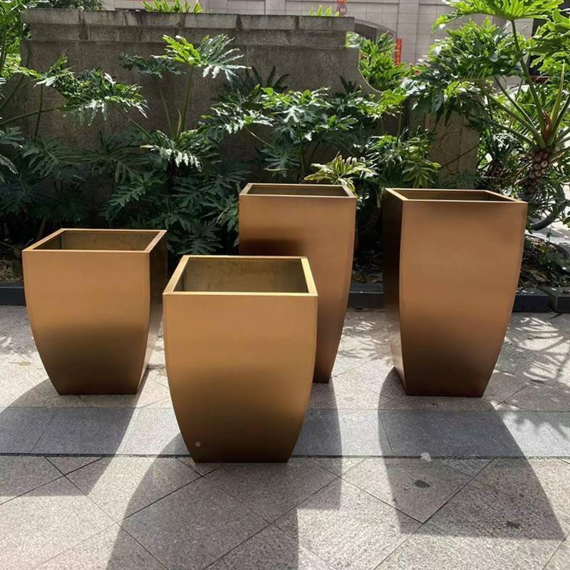 花户外不锈钢花花箱室外种植槽圆锥形花艺架景NHC观钵铁花池可移