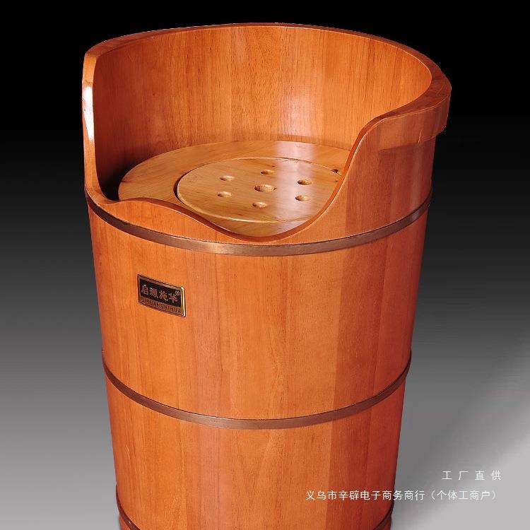 足浴蒸脚桶深加热泡汗蒸熏桶木质蒸汽洗脚DQM木桶家用高桶泡脚盆