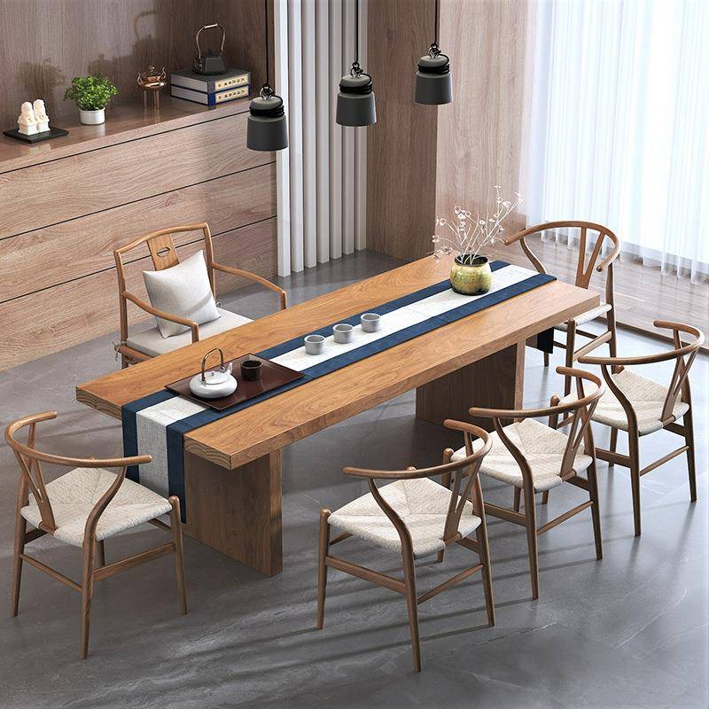 简约茶现代家用闲小户型实木桌桌子客厅茶桌长CJE方形休喝茶椅组