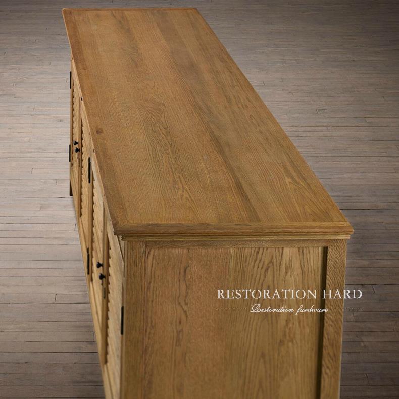 美式乡村实木矮餐边柜无品牌/叶百门储物柜四边柜柜四抽收纳柜全