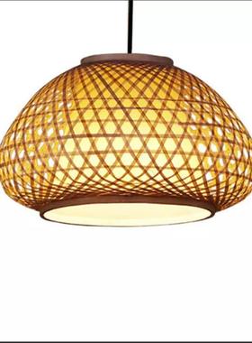 鲁区山平阴县现代简约笼田园风12554pok格餐厅竹手艺吊灯竹编灯吊