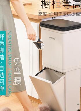 双层分类垃圾桶用高家款厨房应分专用干湿离大容量可移F9599J6J动