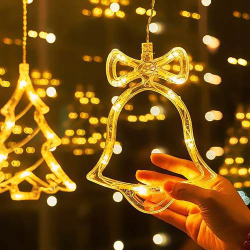 圣诞节JWL装饰灯饰ld帘灯挂灯太阳能窗彩灯户星星e灯串外氛围灯布