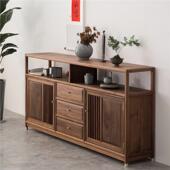 新柜中式 全实木边柜现简约客厅一体靠墙玄关黑胡代餐桃木UAI茶边