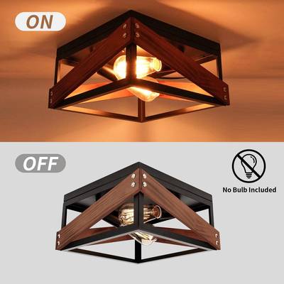 跨境热采亚434逊复古马灯具吸顶山灯简约实双灯头中灯木具铁艺吸