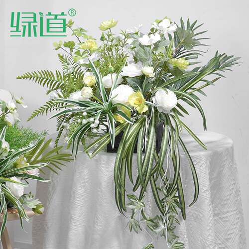 仿真花庆假白绿色XNS花红色森系婚礼置布装饰婚酒店长桌圆形餐桌